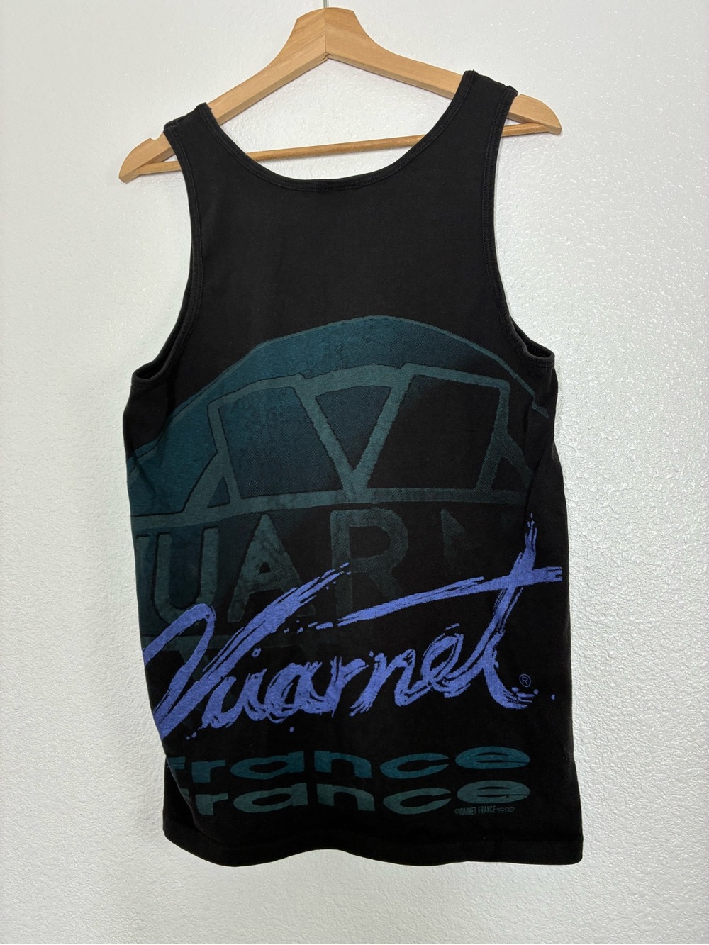 Vintage Vuarnet Shirt Mens Medium Black France Logo Graphic Tank Top 1992